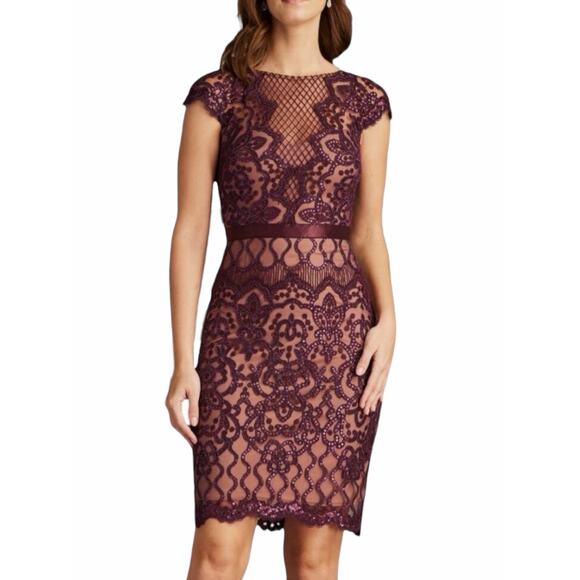 Tadashi Shoji Dresses & Skirts - Tadashi Shoji Miranda Sequin Embroider Cocktail Dress Mulberry Size 4